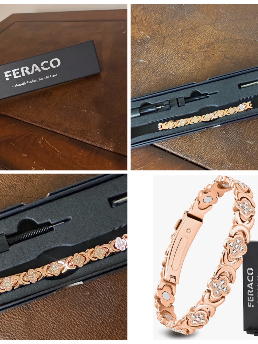 Rose Gold Floral Magnetic Therapy Bracelet for Women